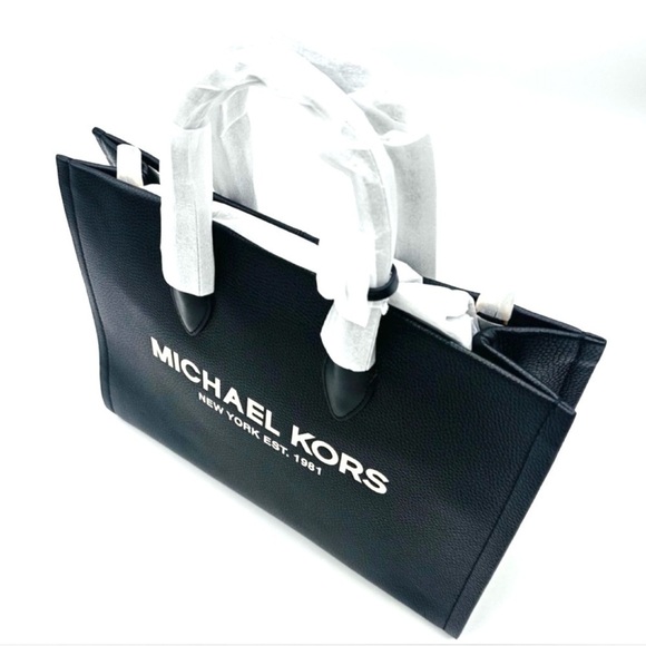 Michael Kors Medium Mirella Tote Bag Black Leather - Picture 6 of 12